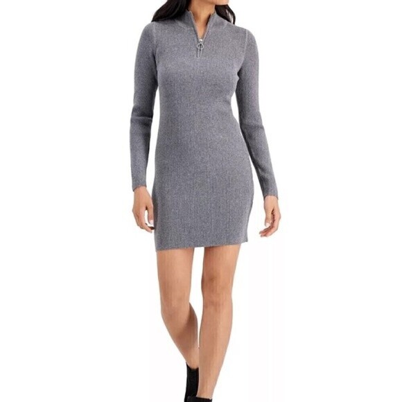 HIPPIE ROSE
Juniors' Quarter-Zip Sweater Dress Grey size S - Picture 2 of 6